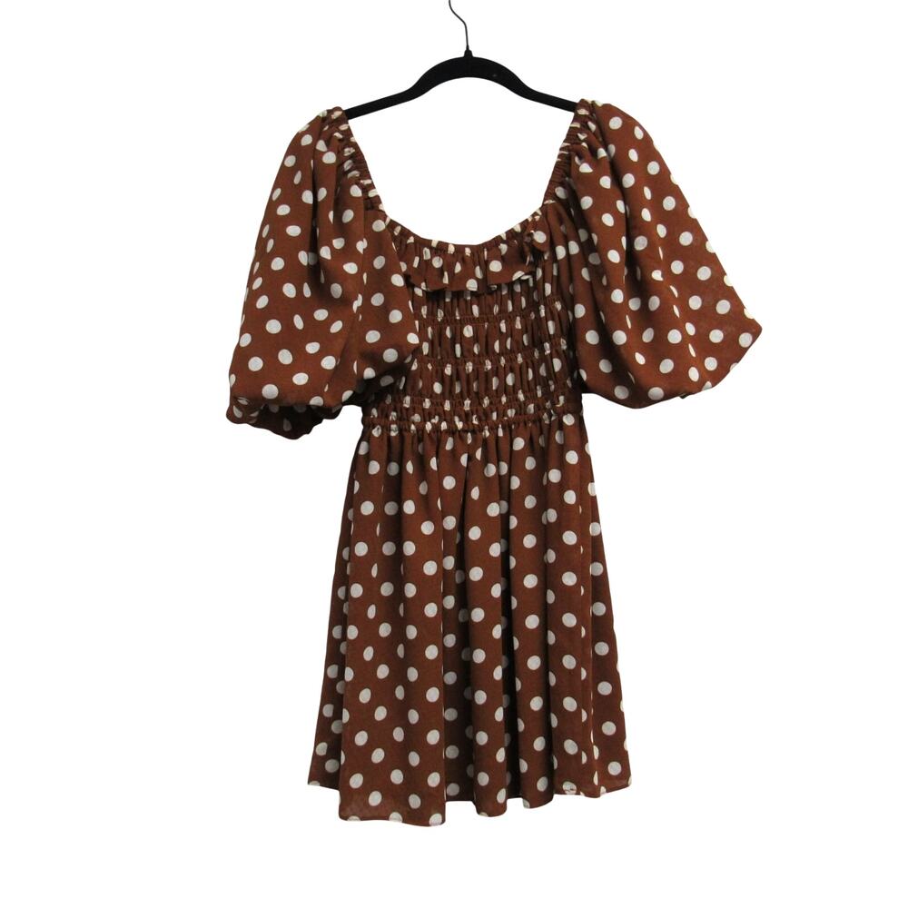 Tularosa Lyndy Brown Polka Dots Baby Doll Mini Dress Size XS - Picture 6 of 6